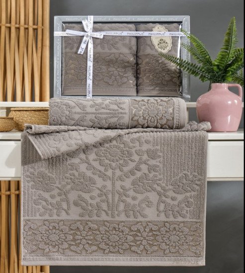 Комплект махровых полотенец 2 шт. "Филиппус" Лидия бежевый 50*90 см, 70*140 см