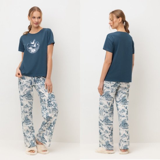 Комплект женский "Very Neat" Японский сад, синий, арт. Е 20186 50 (XL)