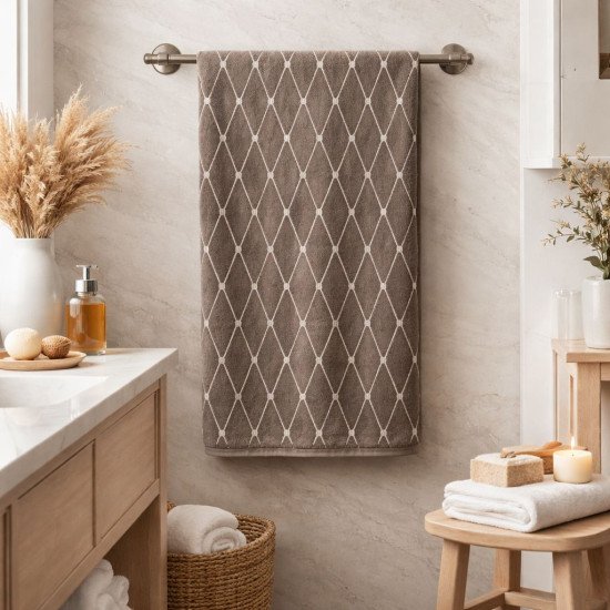 Полотенце махровое 1 шт "Cleanelly" Siepe двусторонее хаки 10000 100*150 см