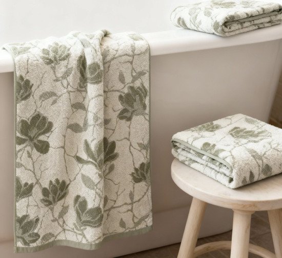 Полотенце махровое 1 шт "Cleanelly" Yulan двусторонее бело-зеленый 10000 70*130 см