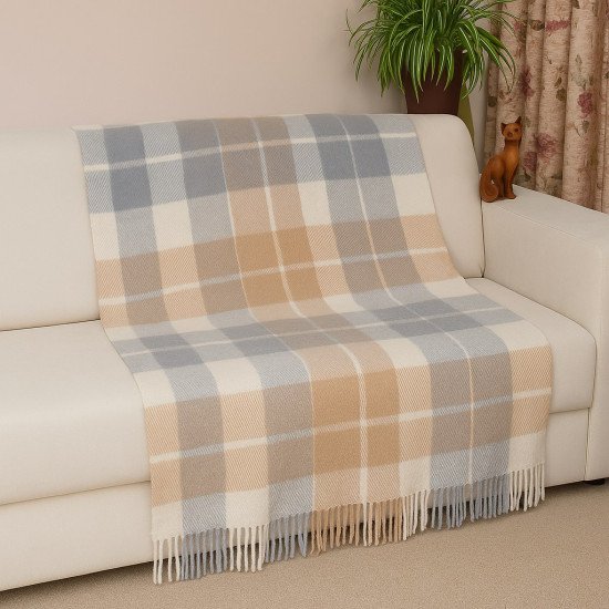 Плед "Vladi" Комфорт бел-пес-сер.гол рап2 145*200 см