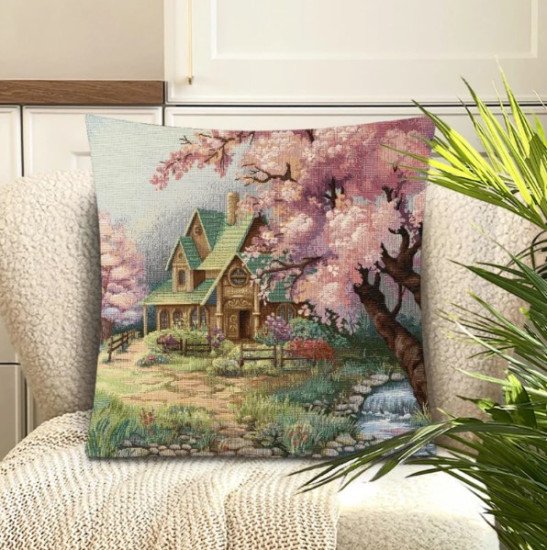 Декоративная наволочка "Гобелен" Розовая яблоня 45*45 (±2) см