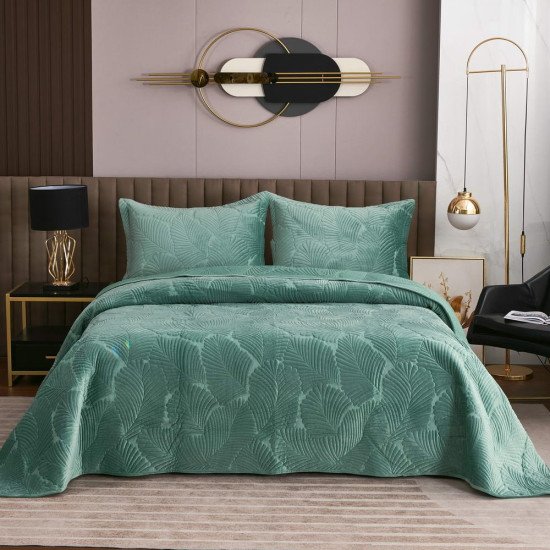 Покрывало с наволочками Ноэль изумруд 240*260 см