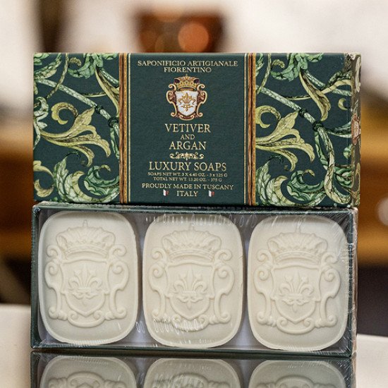 Подарочный набор растительного мыла 3 шт. "Saponificio Artigianale Fiorentino" Ветивер и Арган 3*100 г