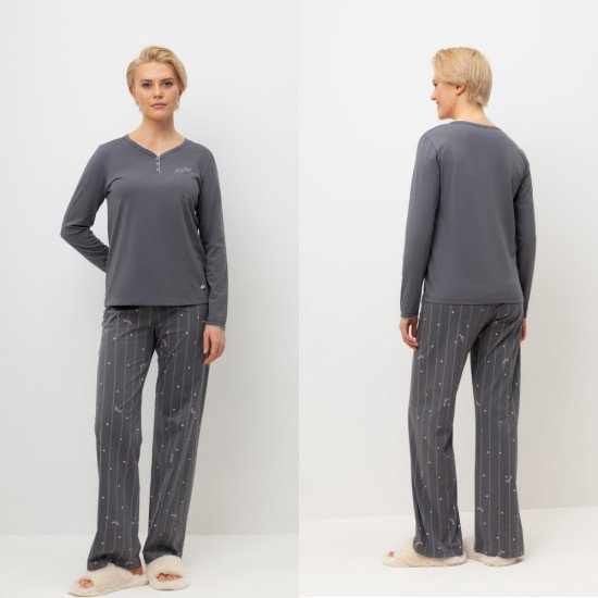 Комплект женский "Very Neat" Полоски и сердечки, серый, арт. Е 20179 52 (2XL)