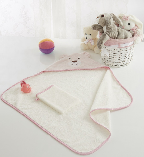 Комплект полотенце-уголок с мочалкой "Sofi De Marko" Fanny светло-розовый 80*80 см