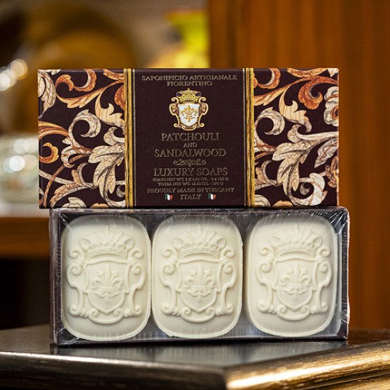 Подарочный набор растительного мыла 3 шт. "Saponificio Artigianale Fiorentino" Пачули и Сандаловое дерево 3*100 г