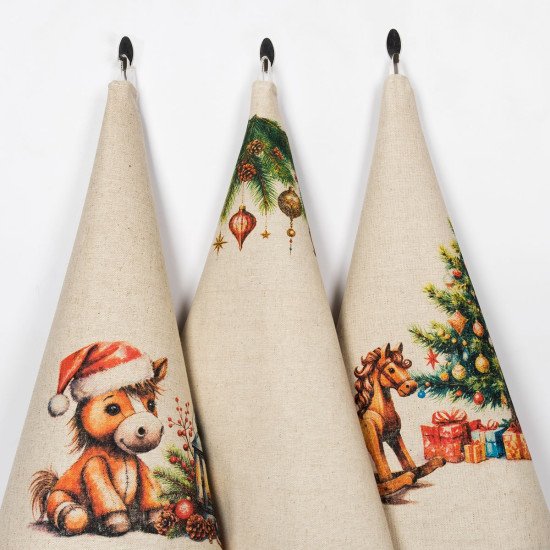 Комплект полотенец для кухни с петельками 3 шт. "Белорусский Лён" Ожидание праздника-3- рис.59 45*60 см