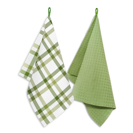 Комплект кухонных полотенец с петельками 2 шт  "Гранд Стиль" каледония зеленая 35*60 см