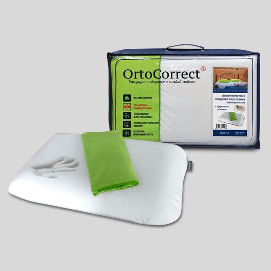 Подушка с эффектом памяти "Ортокоррект" Комфорт Миди 37*58*11 см