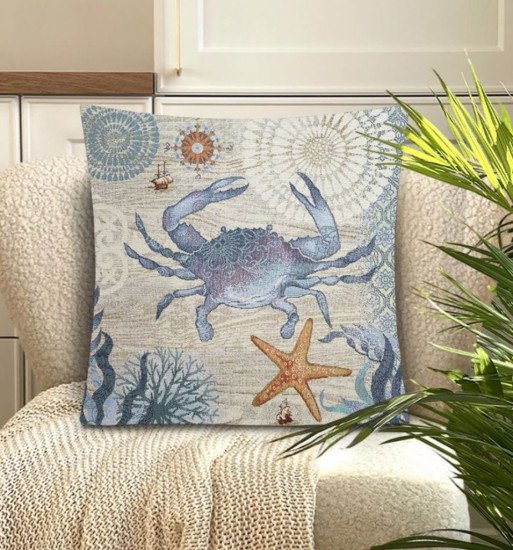 Декоративная наволочка "Гобелен" Мореплавание Краб 45*45 (±2) см