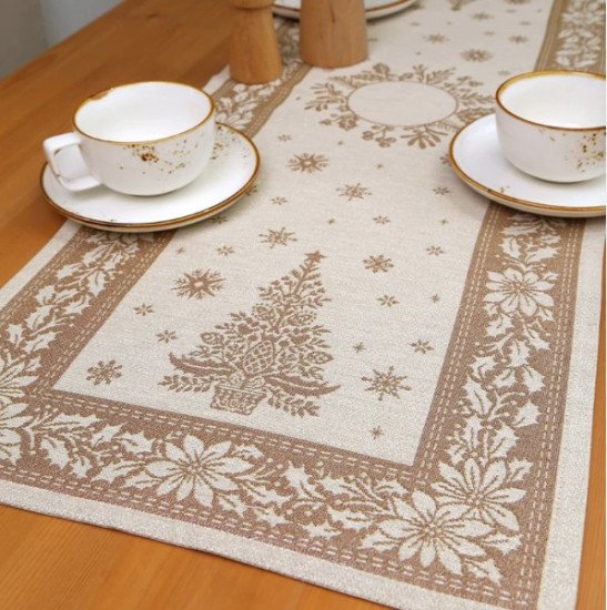 Дорожка на стол "Гобелен" Нидерланды орнамент беж 44*140 см