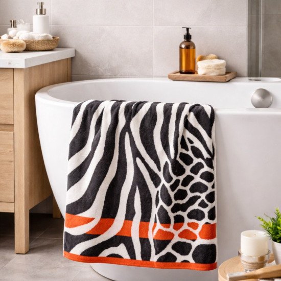 Полотенце махровое 1 шт "Cleanelly" Savanna черно-белый 10000 50*90 см