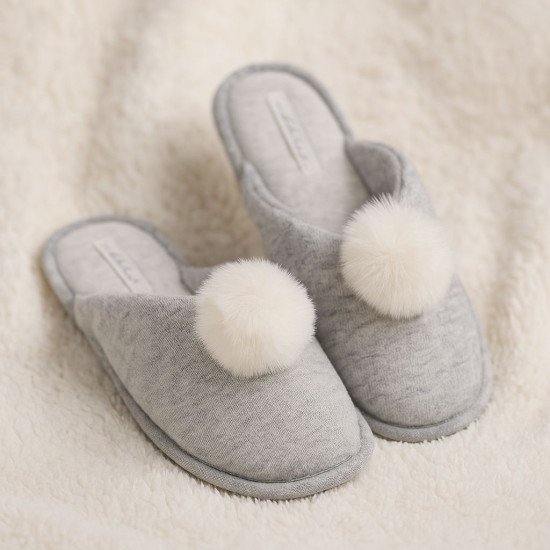 Тапочки женские "Lucky land" светло-серый закрытые 40