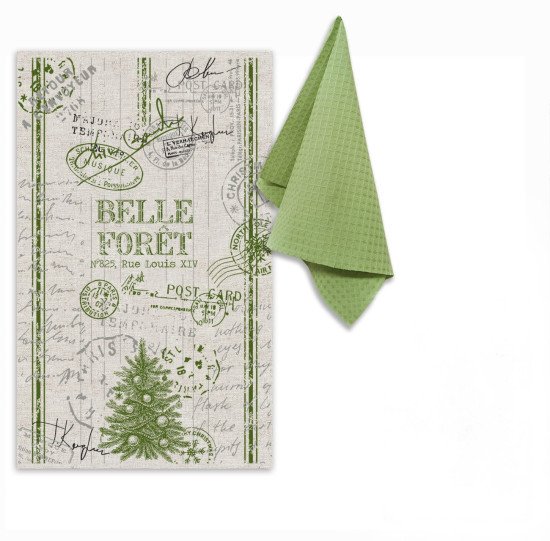 Комплект кухонных полотенец с петельками 2 шт  "Гранд Стиль" елка винтаж 39*60 см, 35*60 см