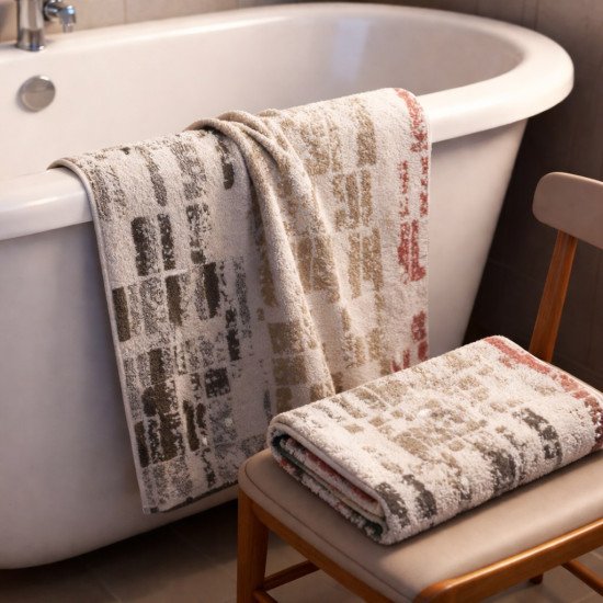 Полотенце махровое 1 шт "Cleanelly" Shabby двусторонее бежево-зеленый 10000 50*90 см