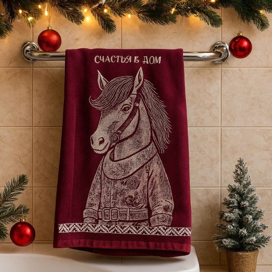 Полотенце махровое 1 шт "Речицкий текстиль" Конь в пальто (кр.дерево1) 50*90 см