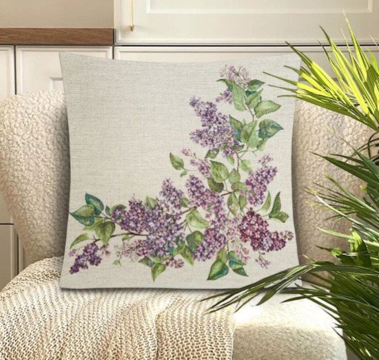 Декоративная наволочка "Гобелен" Сирень справа 45*45 (±2) см