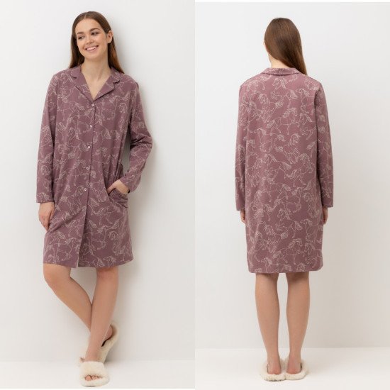 Халат-рубашка женский "Very Neat" Белая лошадь, каштан, арт. Е 50025 52 (2XL)