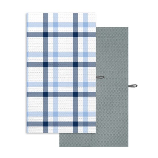 Комплект кухонных полотенец с петельками 2 шт  "Гранд Стиль" каледония синяя 35*60 см