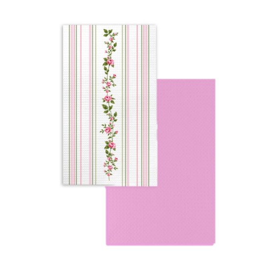 Комплект кухонных полотенец с петельками 2 шт  "Гранд Стиль" роза полоса 35*60 см