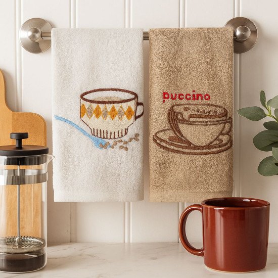 Комплект махровых полотенец для кухни 2 шт. "Ambiella" Кофе v5 30*50 см