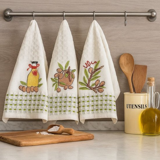 Комплект полотенец для кухни 3 шт. "Ambiella" Олива 35*50 см