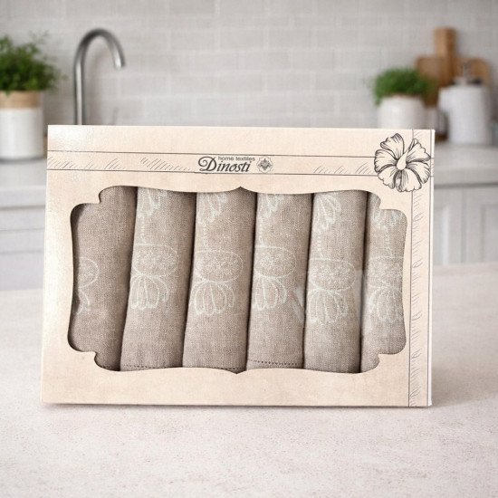 Комплект салфеток 12 шт "Dinosti" v.2 серо-бежевый 42*42 см-12 шт.