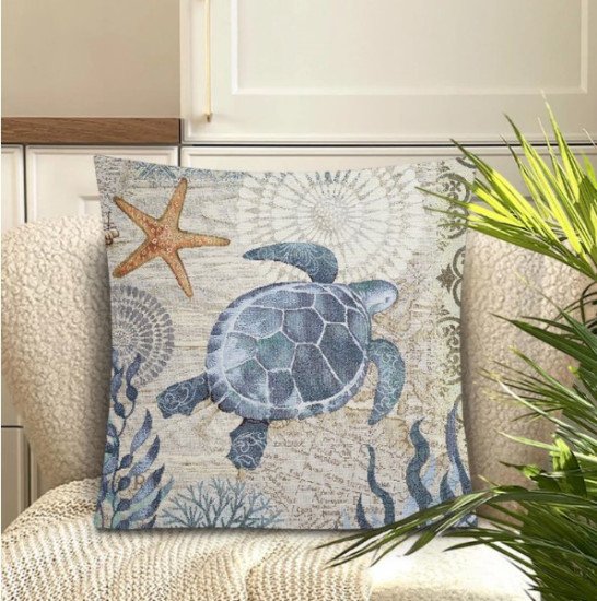 Декоративная наволочка "Гобелен" Мореплавание Черепаха 45*45 (±2) см