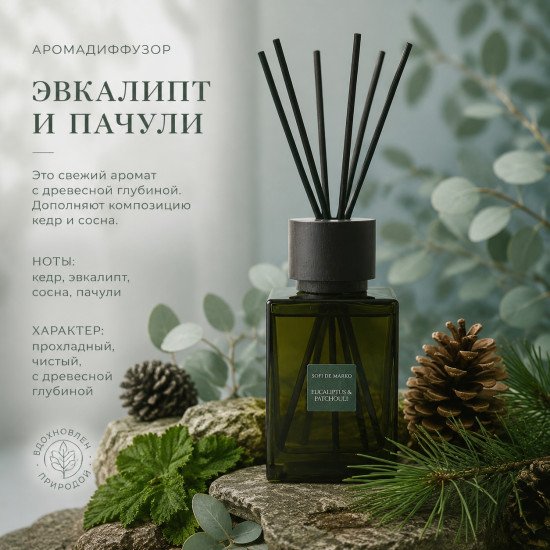 Аромадиффузор "Sofi De Marko" Eucaliptus and Patchouli/Эвкалипт и пачули 500 мл
