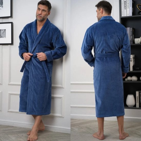Халат мужской велюровый "Виен" Адмирал джинс 54 (3XL)