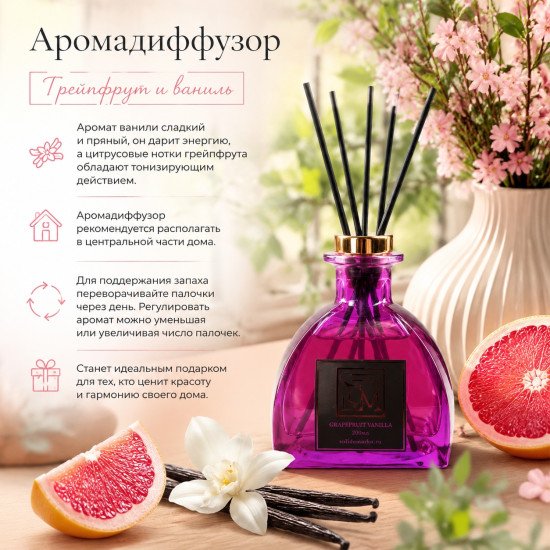 Аромадиффузор "Sofi De Marko/Софи Де Марко" Грейпфрут и ваниль 200 мл