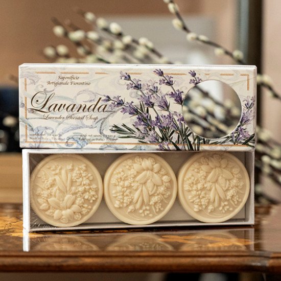 Подарочный набор круглого  растительного мыла 3 шт. "Саф" Лаванда 3*125 г