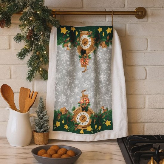 Полотенце махровое кухонное "Wellness" Часы 38*63 см