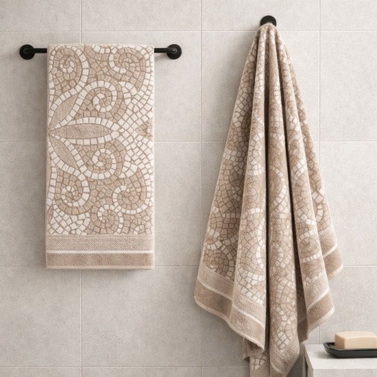 Полотенце махровое 1 шт "Cleanelly" Cofanetto с петелькой бежевый 10000 50*100 см