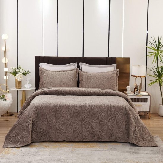 Покрывало  с наволочками Ариэль капучино 240*260 см