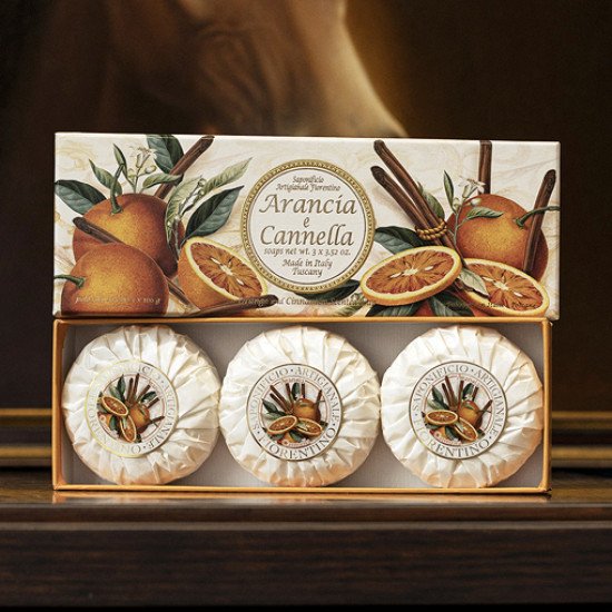 Подарочный набор растительного мыла 3 шт. "Saponificio Artigianale Fiorentino" Апельсин и Корица 3*100 г