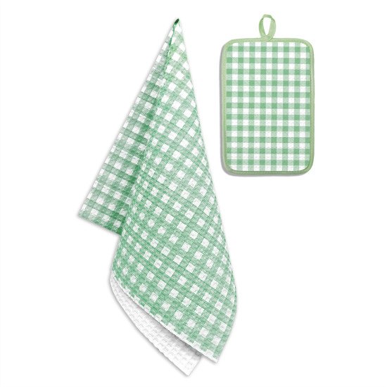 Комплект для кухни 2 предмета "Гранд Стайл" клетка зеленая 35*60 см , 14*22 см