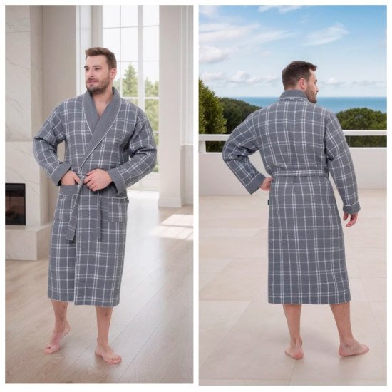 Халат мужской вафельный "Vien" Salvador grey 56 (4XL)