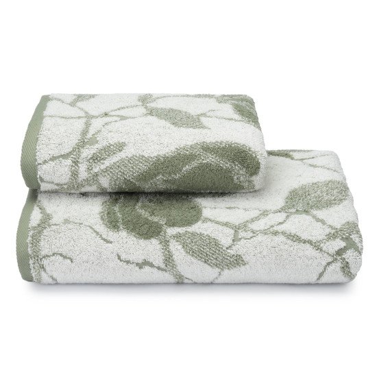 Полотенце махровое 1 шт "Cleanelly" Yulan бело-зеленый 10000 50*90 см
