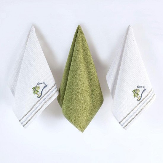 Комплект полотенец для кухни 3 шт. "Arya" Aegean зеленый 40*60 см