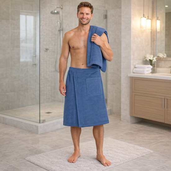 Комплект с килтом для сауны мужской "Vien" Eco Cotton 2 предмета denim