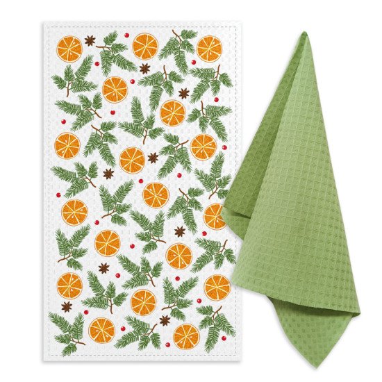 Комплект кухонных полотенец с петельками 2 шт  "Гранд Стиль" аромат 35*60 см