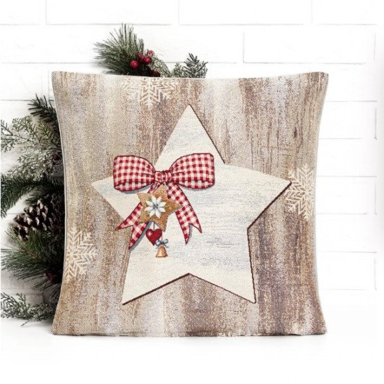 Декоративная наволочка "Гобелен" Новогодний прованс Звезда 45*45 (±2) см