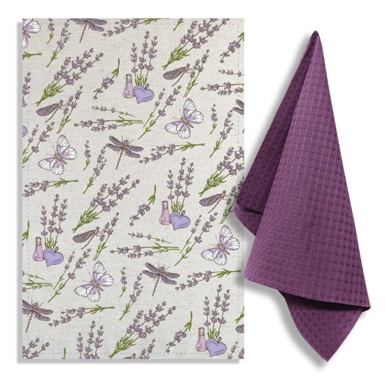 Комплект кухонных полотенец с петельками 2 шт  "Гранд Стиль" лавандовое масло 39*60 см, 35*60 см