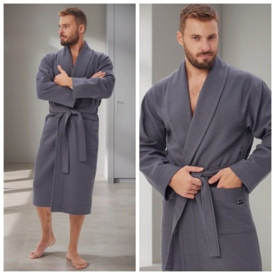 Халат мужской вафельный "Vien" Liberty grey 54 (3XL)