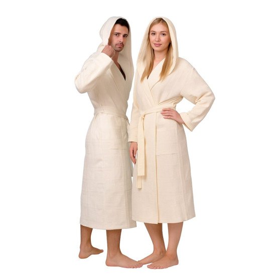 Халат вафельный Дубки с капюшоном кремовый 56-58 (4XL/5XL)