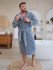 Халат мужской велюровый "Vien" Maximus с капюшоном grey 50 (XL)
