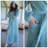 Халат женский махровый "Vien" Eco Cotton с капюшоном aquamarine  54 (3XL)