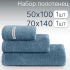 Набор полотенец махровых 2 шт. "Cotton Dreams" голубой/elite 50*100 см, 70*140 см